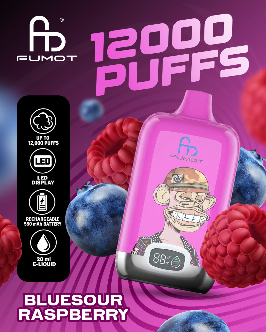 Fumot Vape 12000 - Bluesour Raspberry