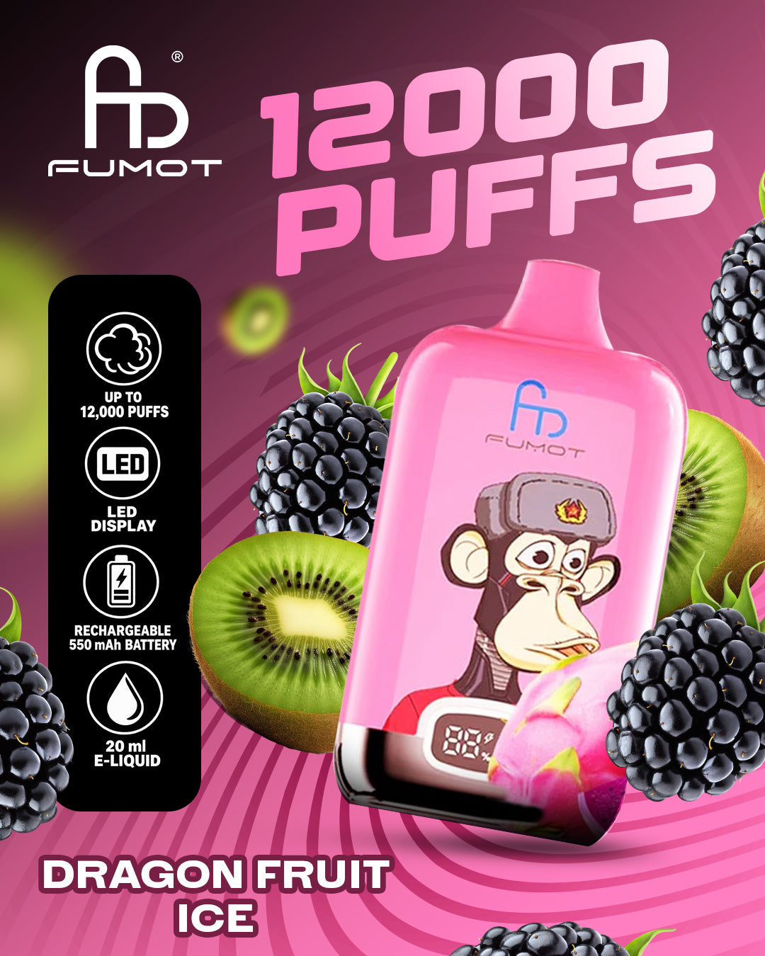 Fumot Vape 12000 - Dragonfruit Ice