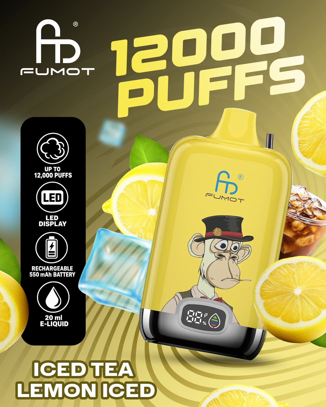 Fumot Vape 12000 - Ice Tea Lemon Ice