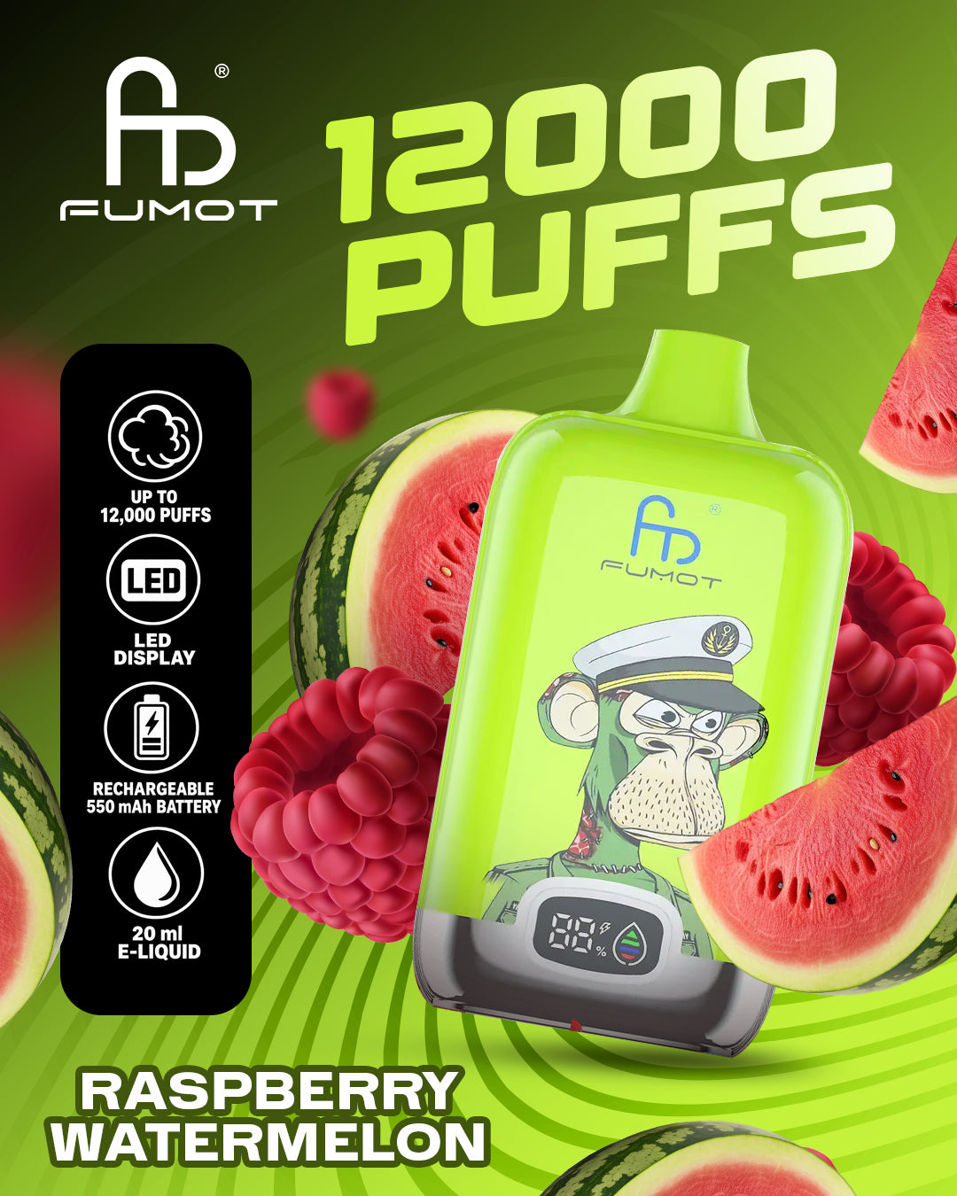 Fumot Vape 12000 - Raspberry Watermelon