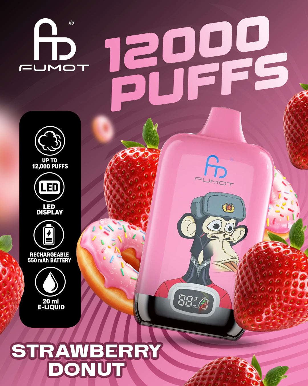 Fumot Vape 12000 - Strawberry Donut