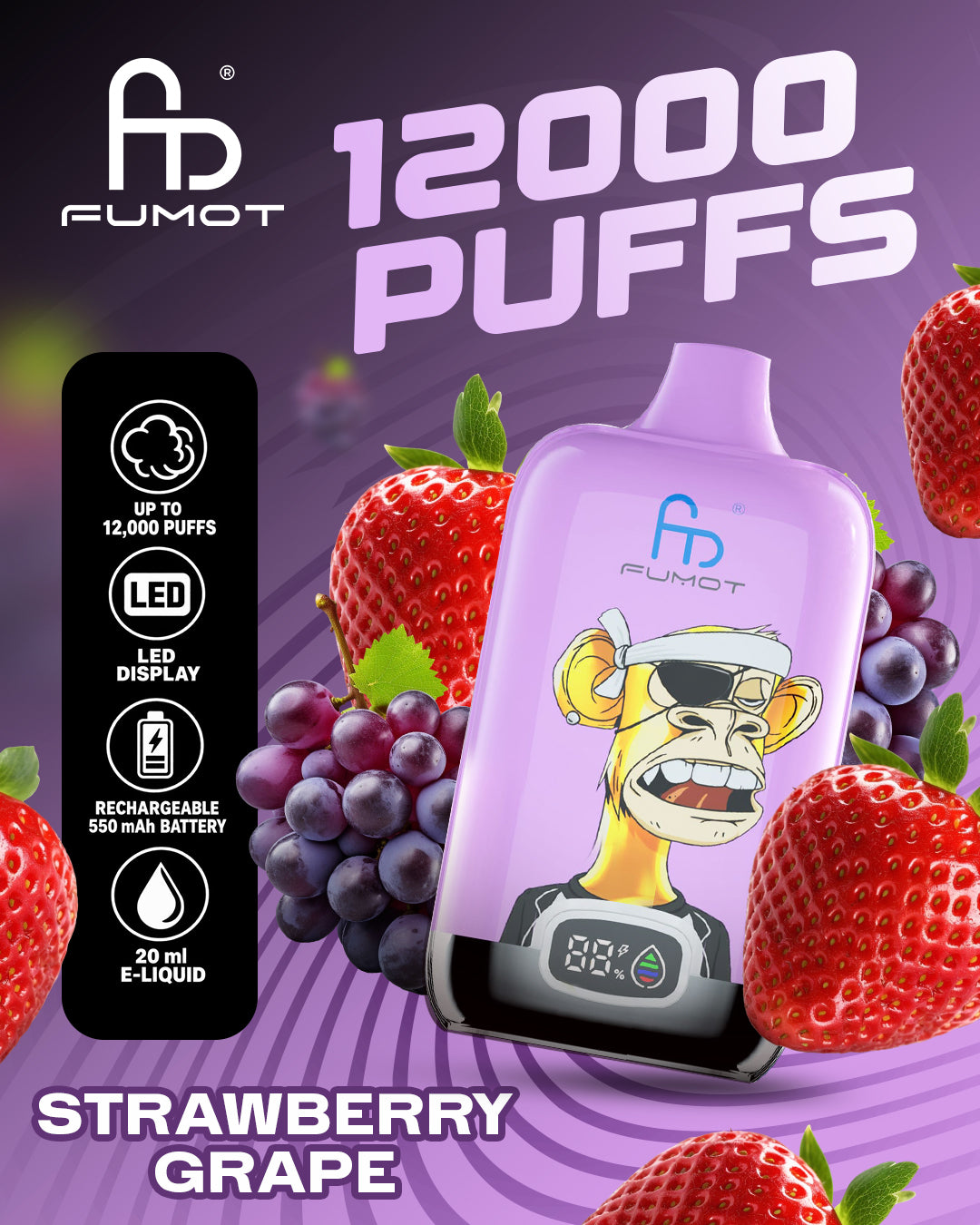 Fumot Vape 12000 - Strawberry Grape