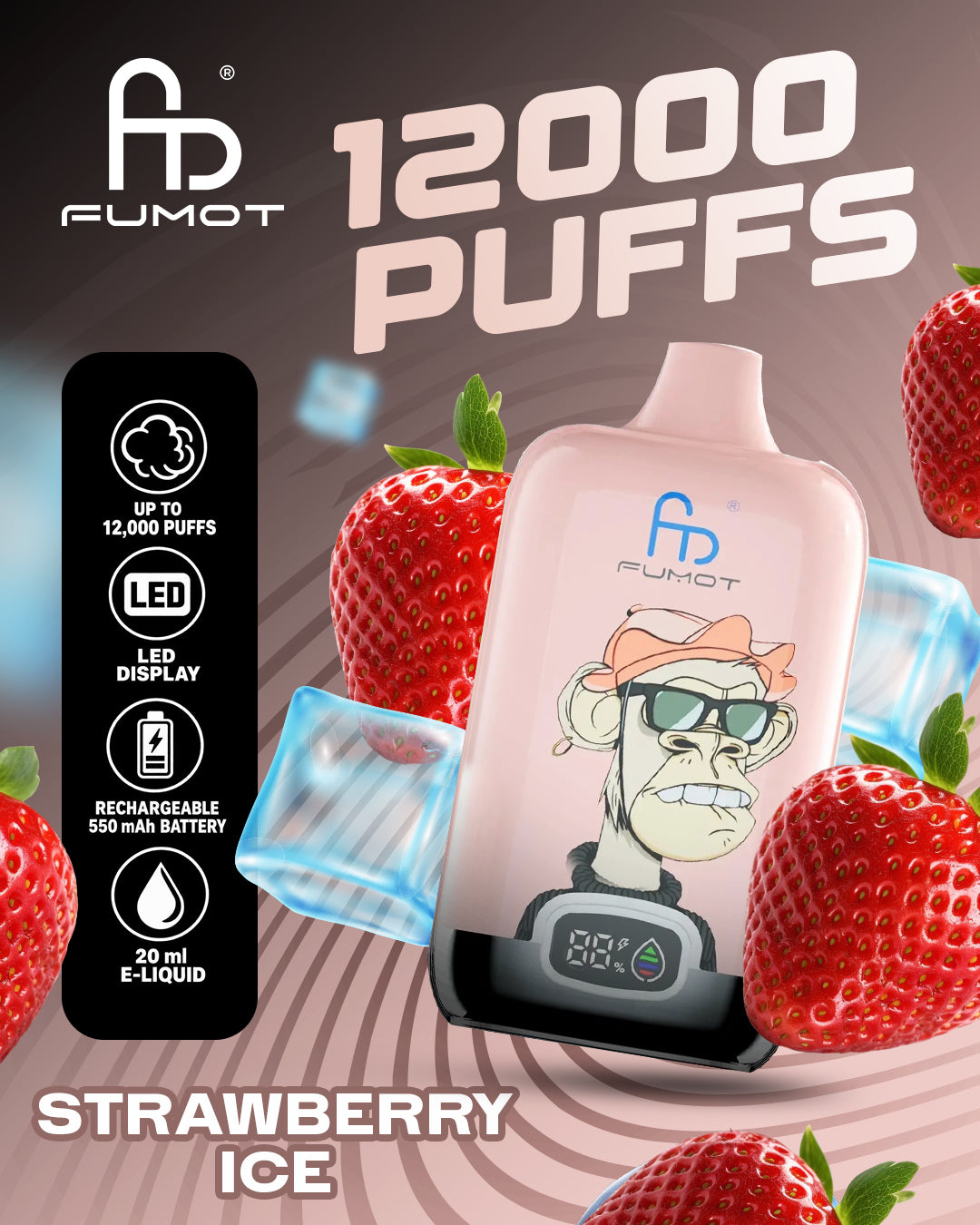 Fumot Vape 12000 - Strawberry Ice