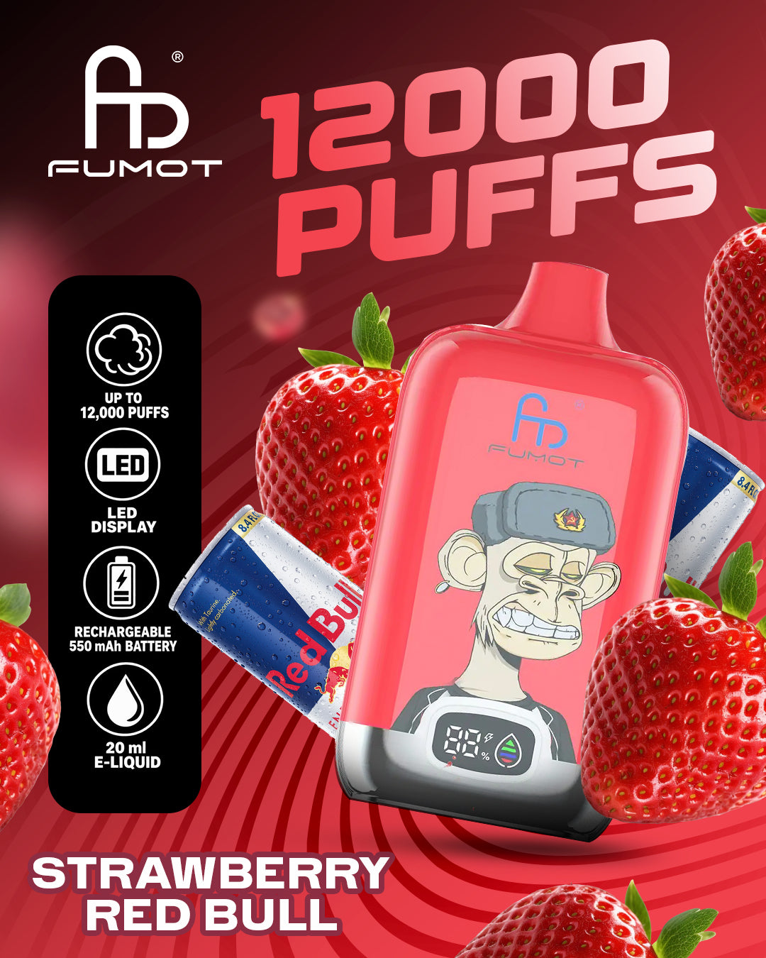 Fumot Vape 12000 - Strawberry Red Bull