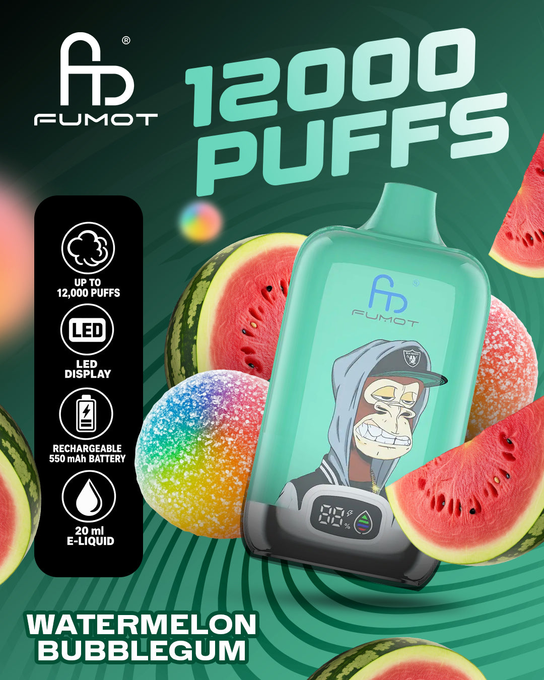 Fumot Vape 12000 - Watermelon Bubblegum