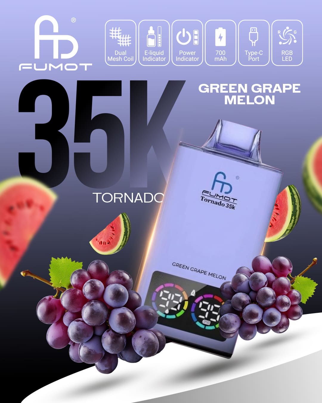 Fumot Tornado 35K - Green Grape Melon