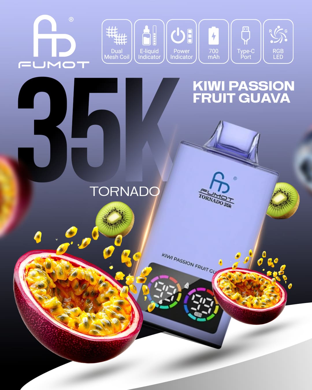Fumot Tornado 35K - Kiwi Passionfruit Guava