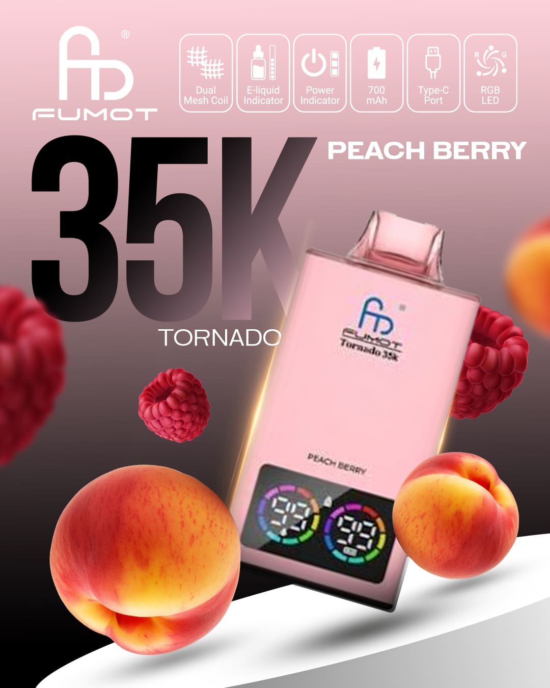 Fumot Tornado 35K - Peach Berry
