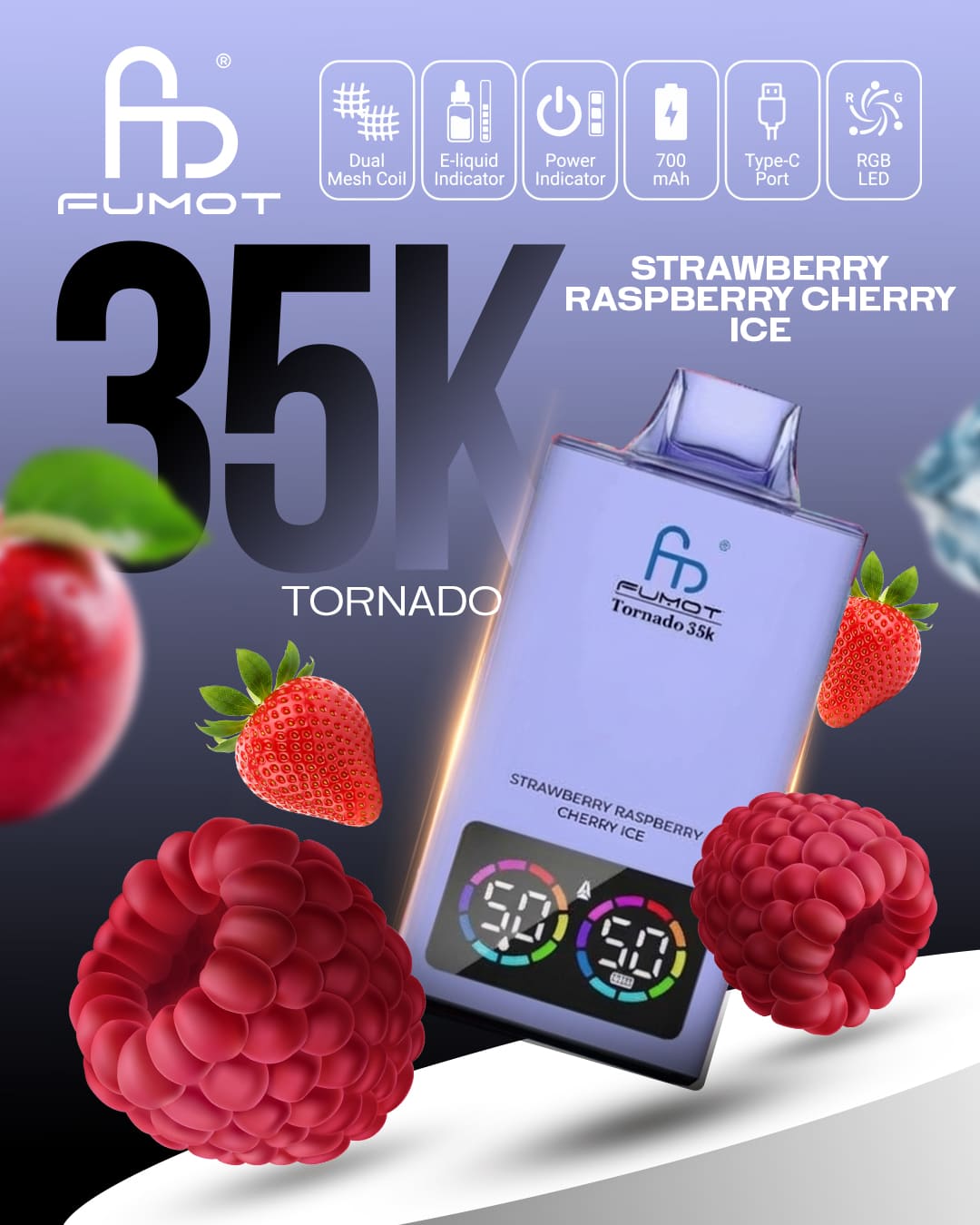 Fumot Tornado 35K - Strawberry Raspberry Cherry Ice