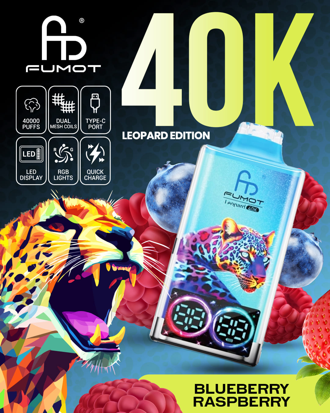 Fumot Leopard 40K - Blueberry Raspberry