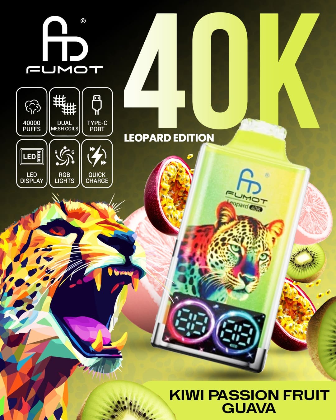 Fumot Leopard 40K - Kiwi Passionfruit Guava