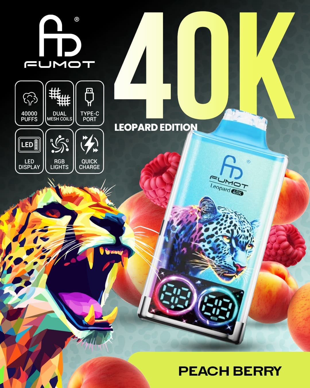 Fumot Leopard 40K - Peach Berry