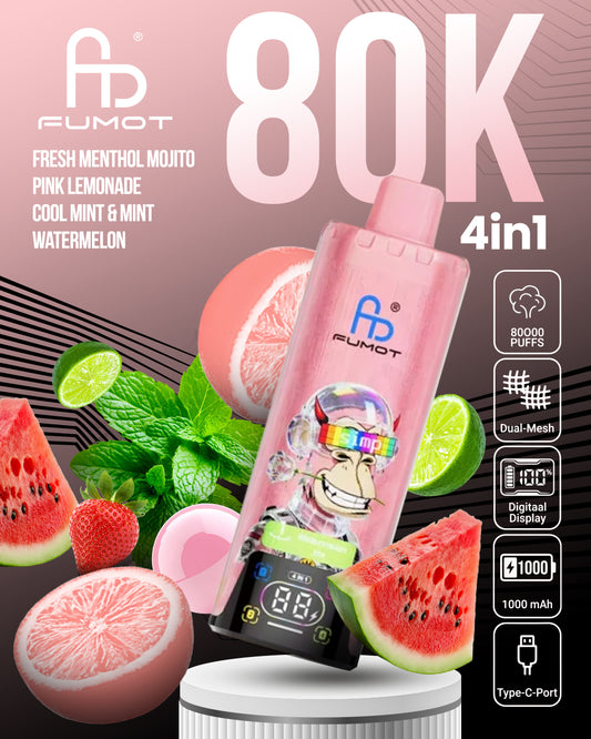 Fumot 80K 4in1 - Fresh Menthol Mojito, Pink Lemonade, Cool Mint & Mint Watermelon