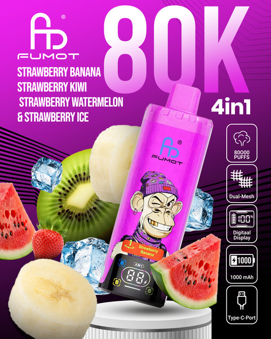 Fumot 80K 4in1 - Strawberry Banana, Strawberry Kiwi, Strawberry Watermelon & Strawberry Ice