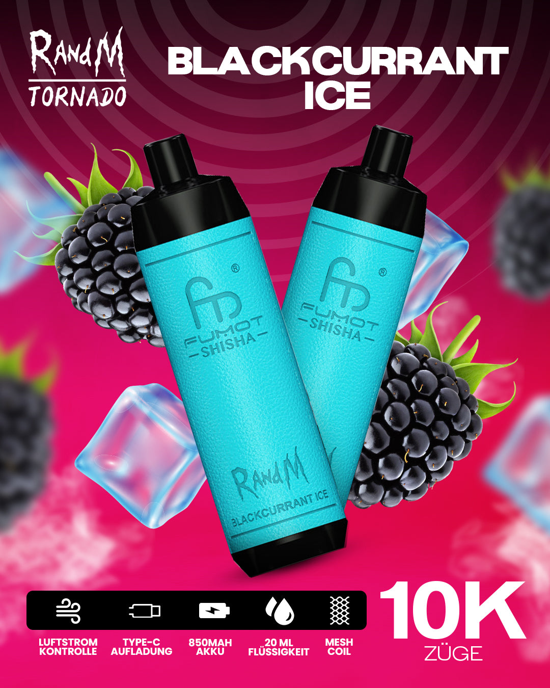 Blackcurrant Ice - RandM Tornado Vape - Offizieller Store