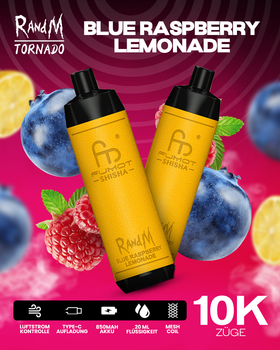 Blue Raspberry Lemonade - RandM Tornado Vape - Offizieller Store