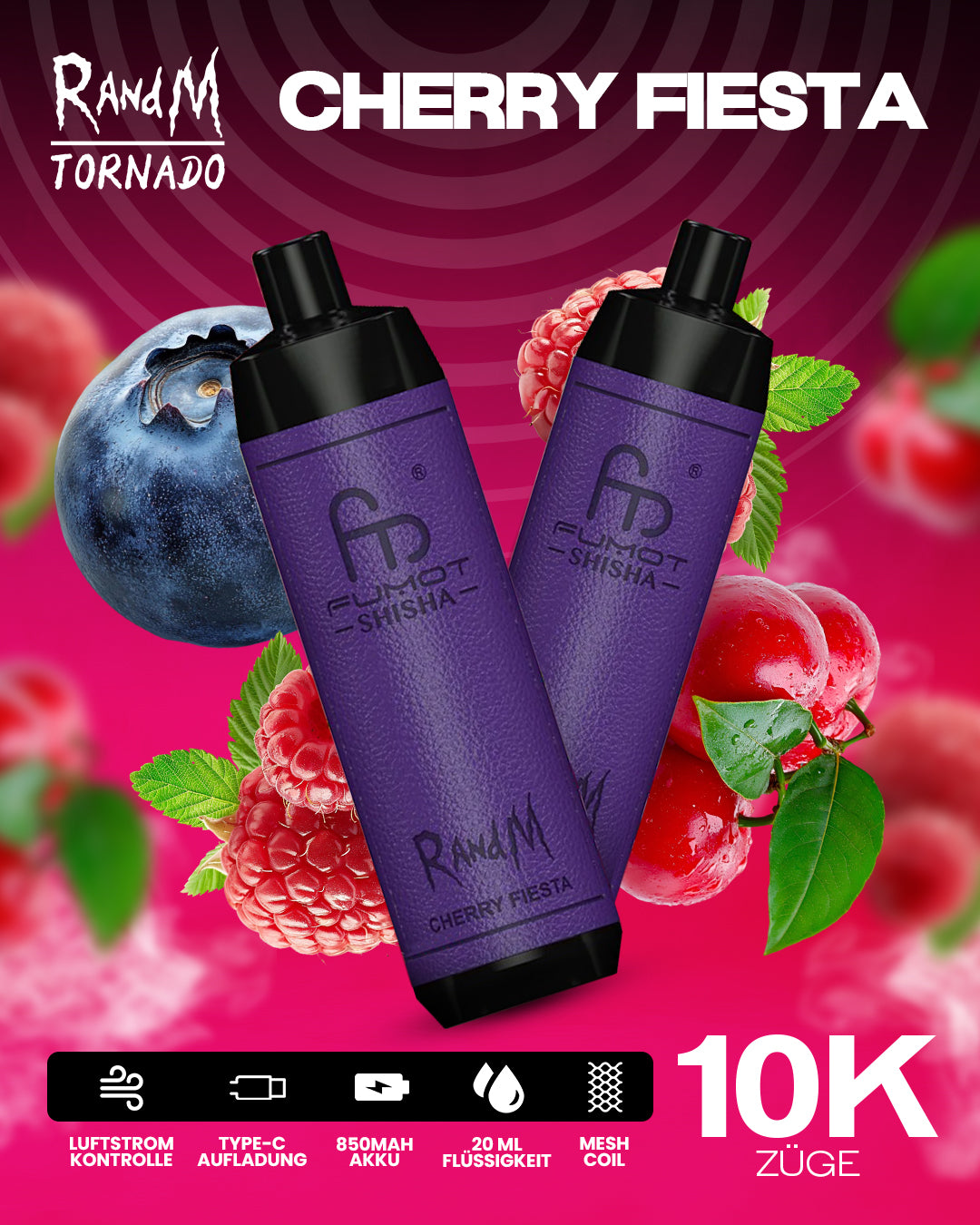 Cherry Fiesta - RandM Tornado Vape - Offizieller Store
