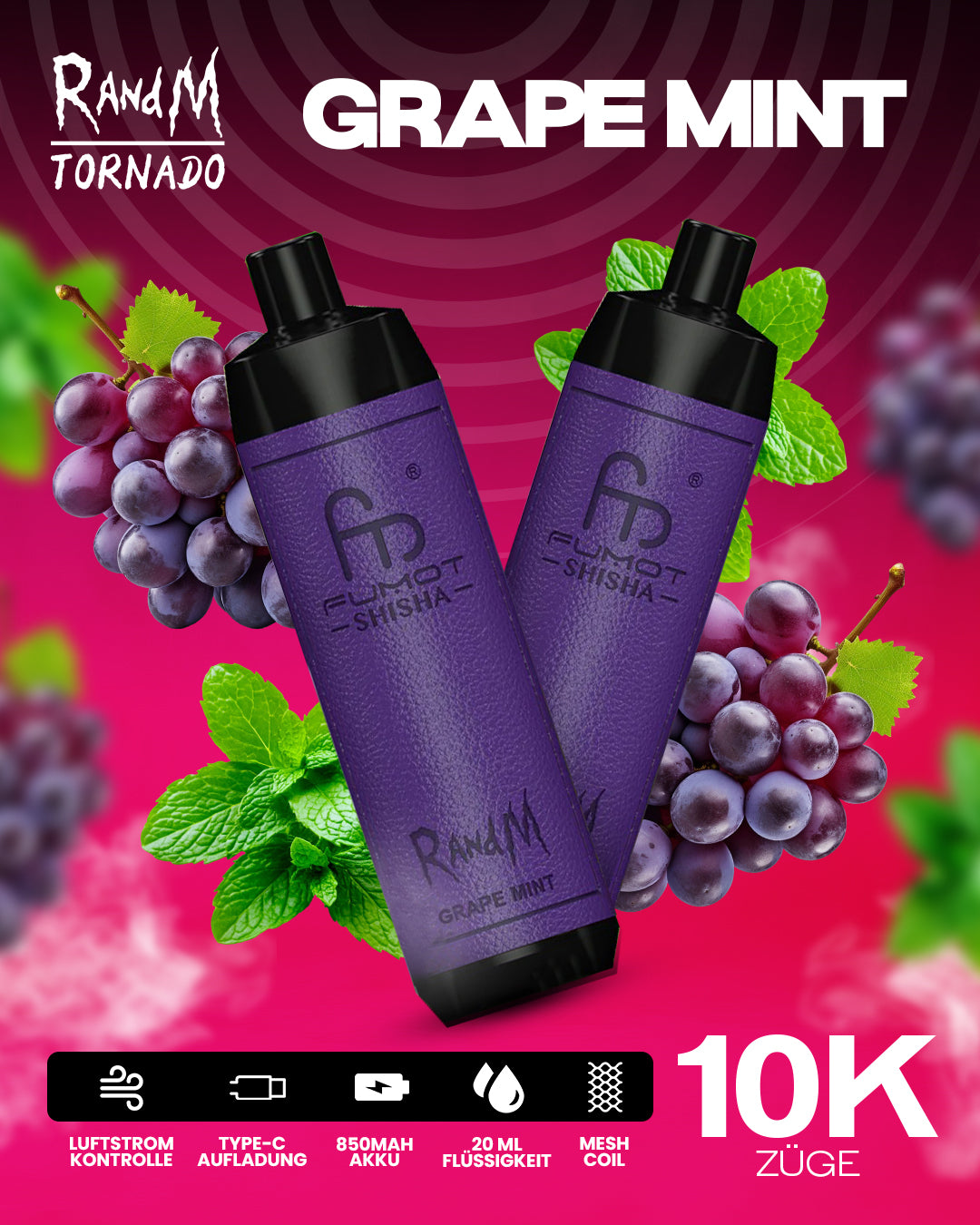 Grape Mint - RandM Tornado Vape - Offizieller Store