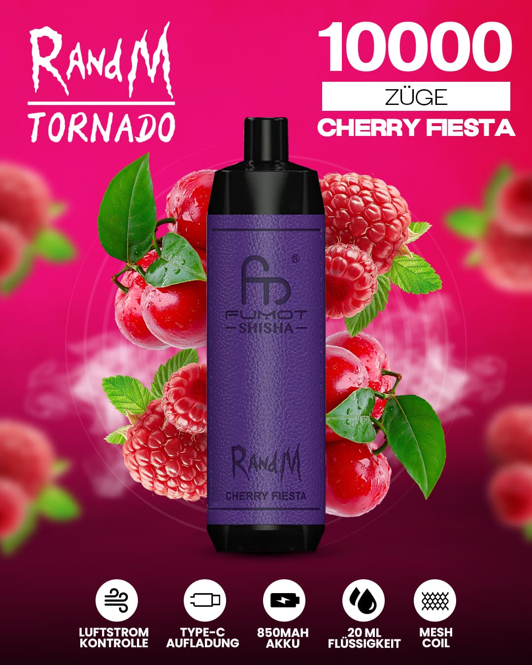 RandM Shisha 10000 - Cherry Fiesta