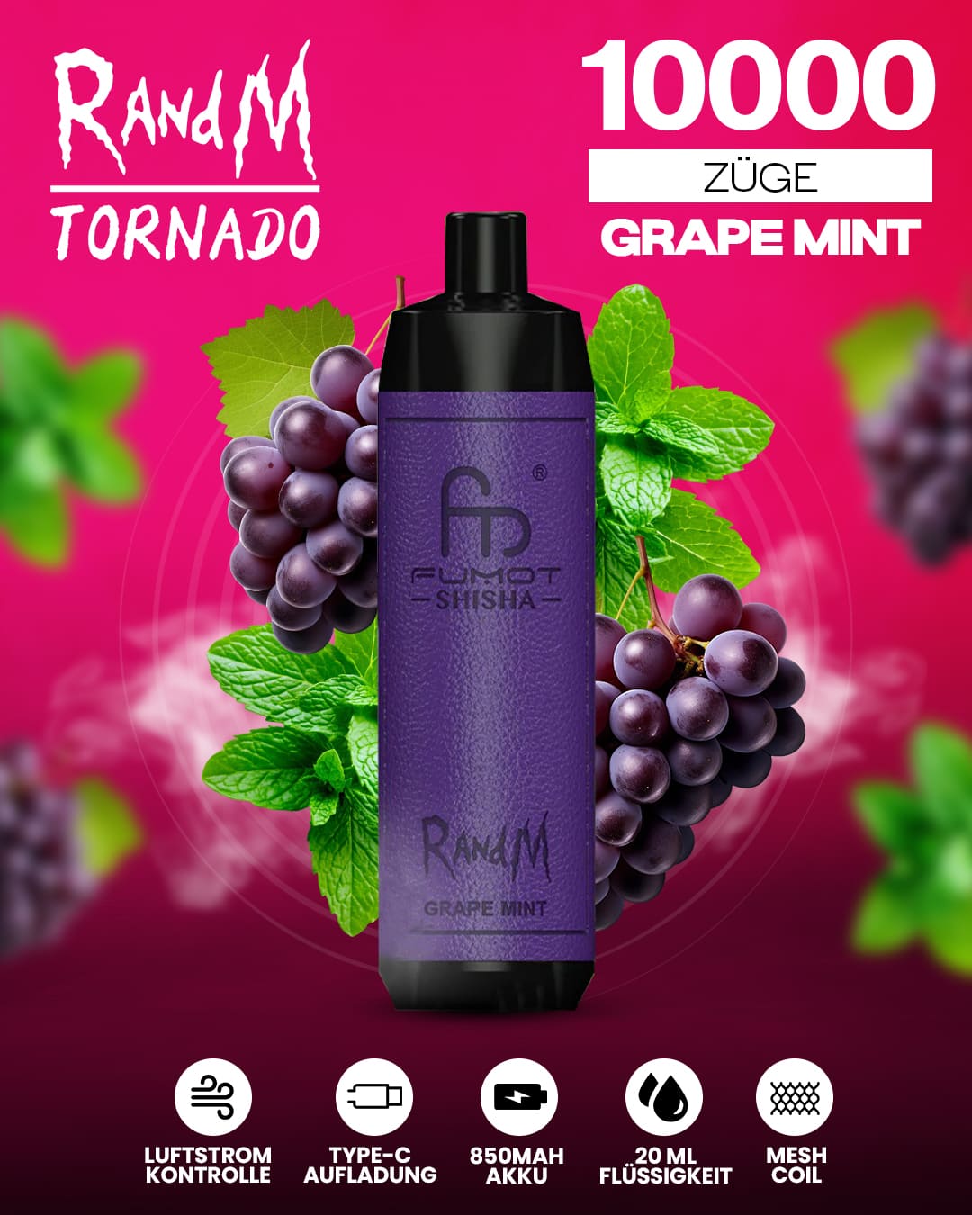 RandM Shisha 10000 - Grape Mint