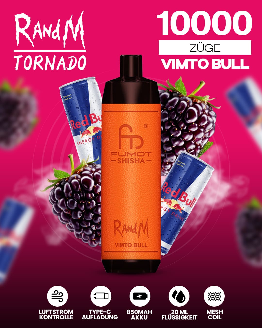 RandM Shisha 10000 - Vimto Bull