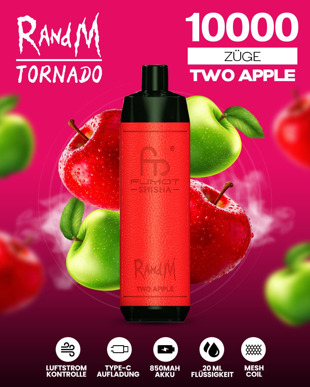 RandM Shisha 10000 - Two Apple
