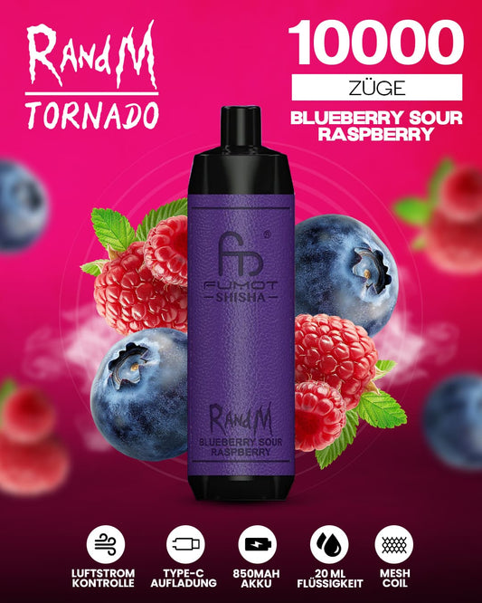 RandM Shisha 10000 - Blueberry Sour Raspberry