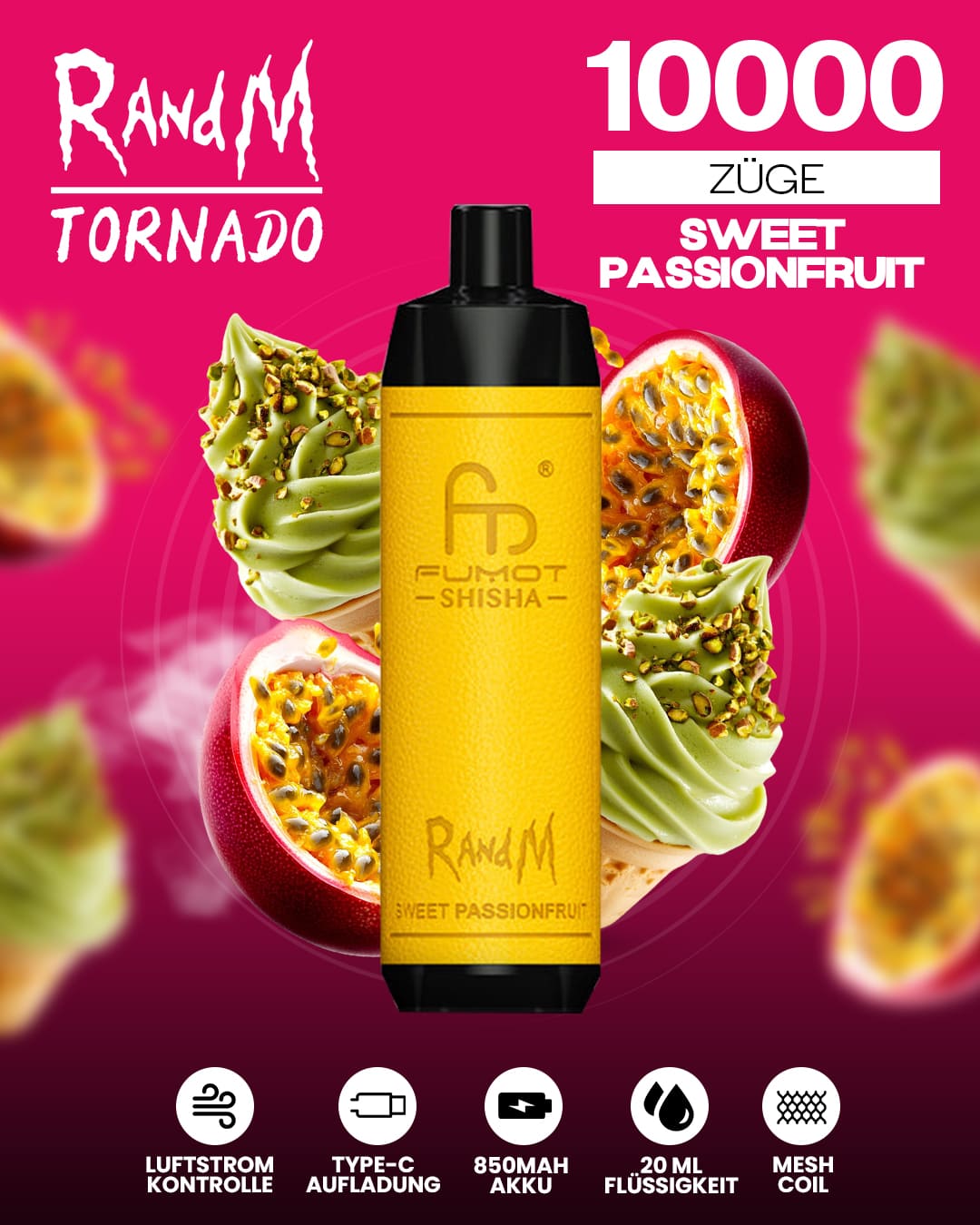 RandM Shisha 10000 - Sweet Passionfruit