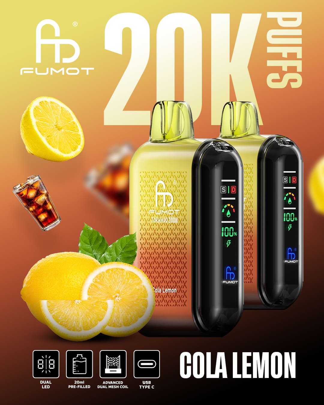 Tornado Vape 20000 - Cola Lemon
