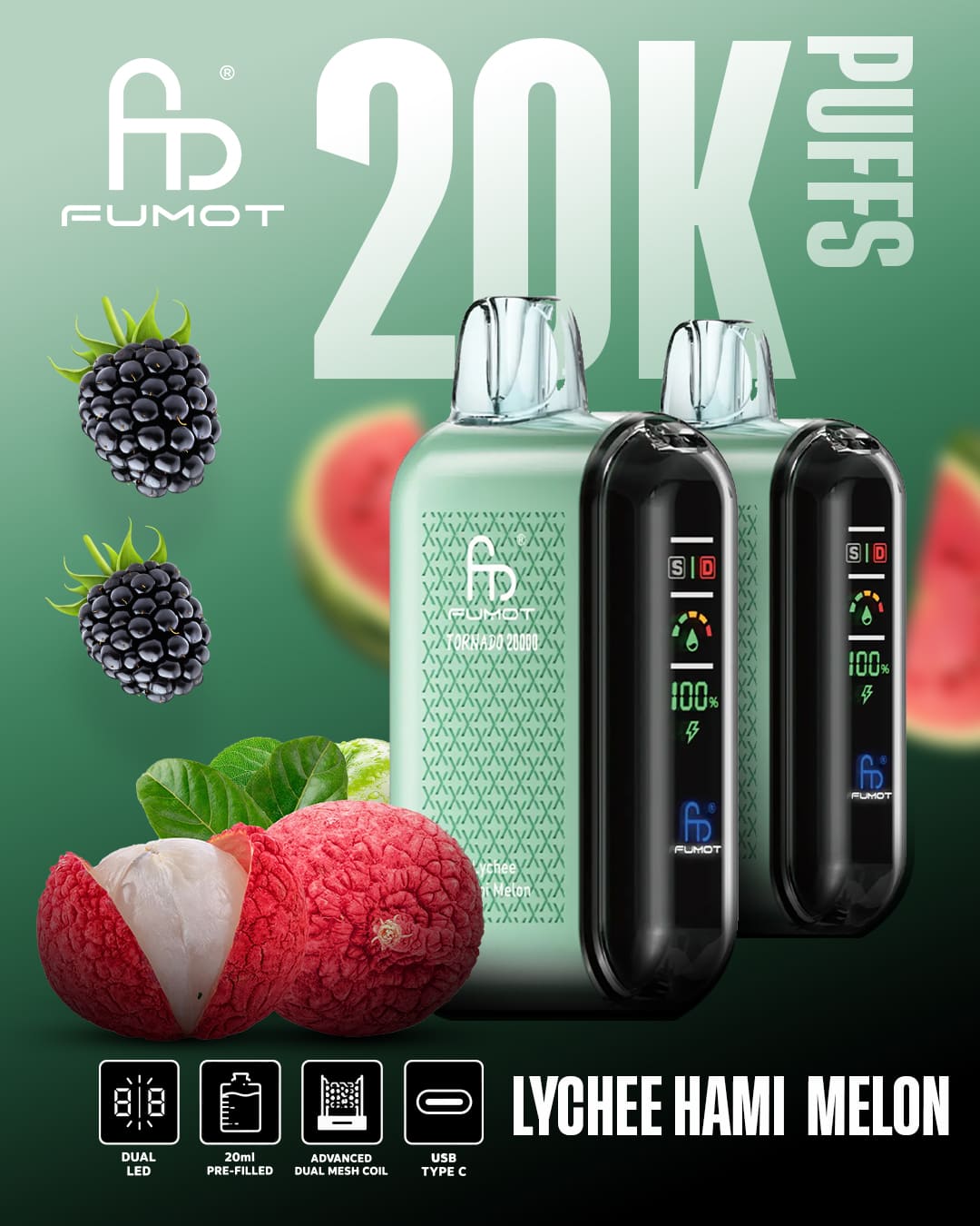 Tornado Vape 20000 - Lychee Hami Melon