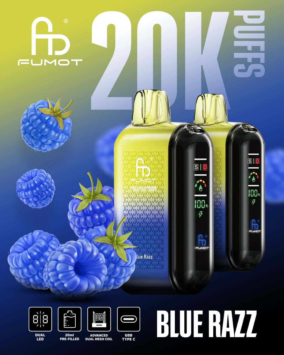 Tornado Vape 20000 - Blue Razz