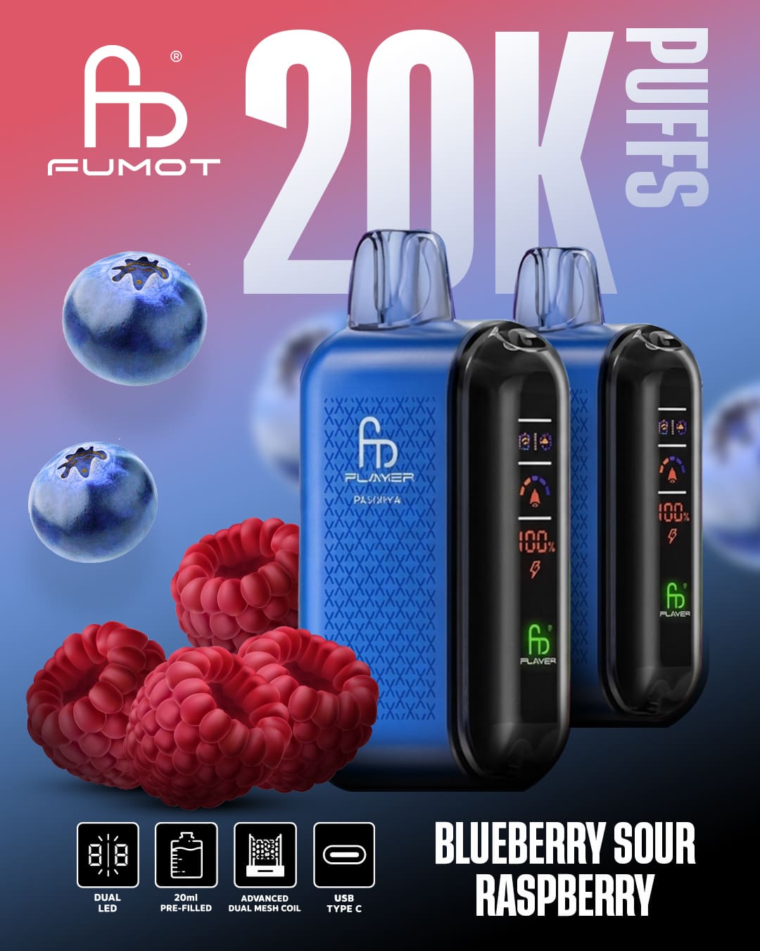 Tornado Vape 20000 - Blueberry Sour Raspberry