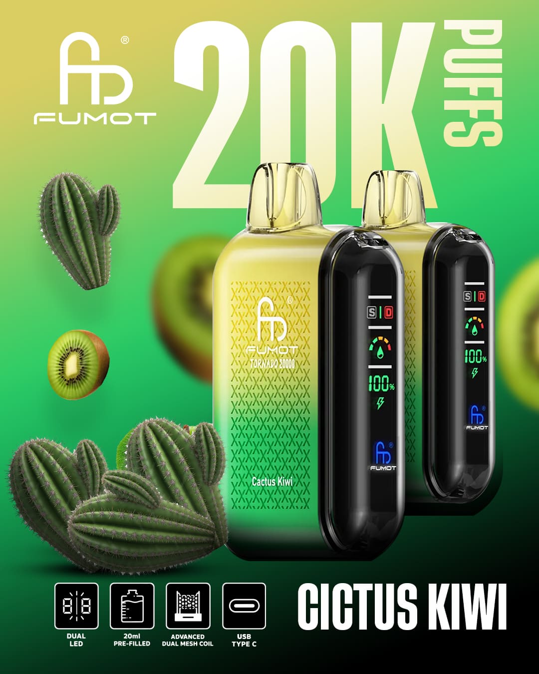 Tornado Vape 20000 - Cactus Kiwi