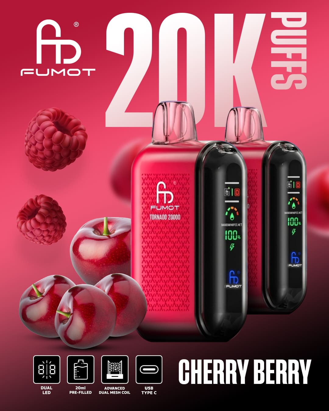 Tornado Vape 20000 - Cherry Berry