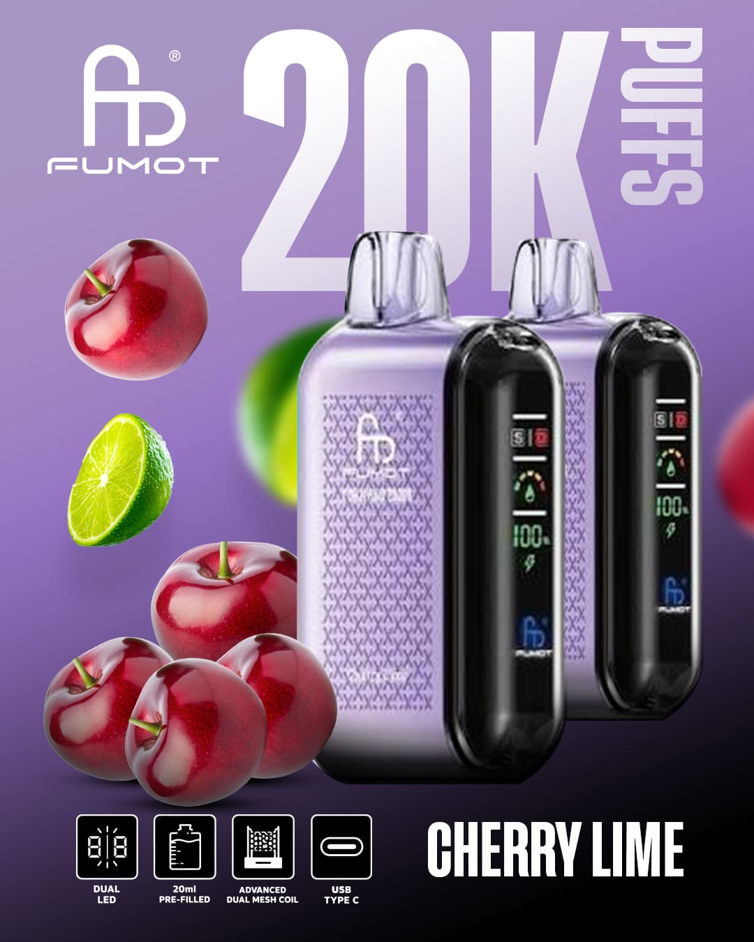 Tornado Vape 20000 - Cherry Lime