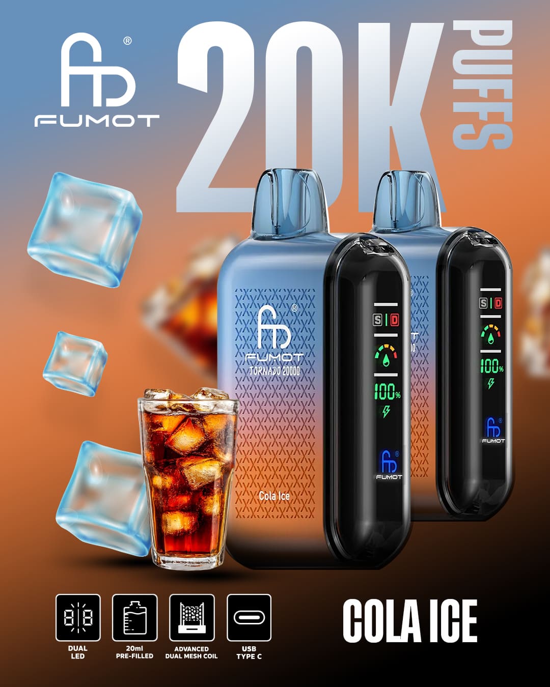 Tornado Vape 20000 - Cola Ice