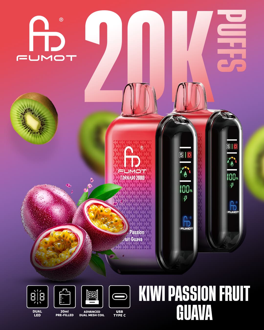 Tornado Vape 20000 - Kiwi Passionfruit Guava