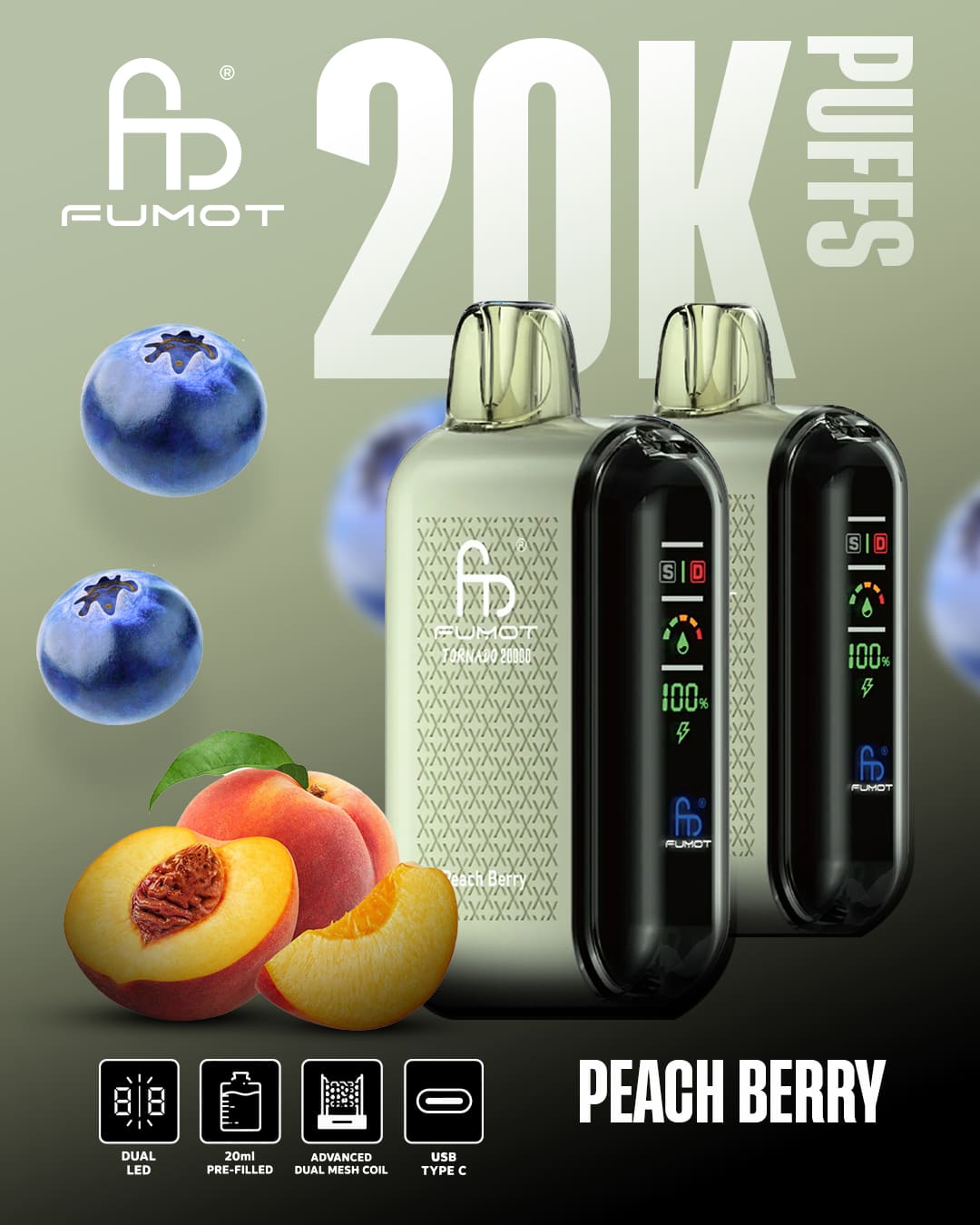 Tornado Vape 20000 - Peach Berry