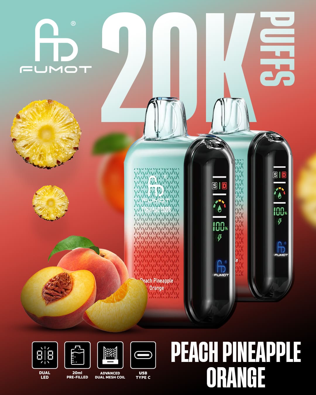 Tornado Vape 20000 - Peach Pineapple Orange