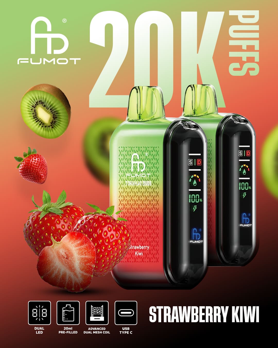 Tornado Vape 20000 - Strawberry Kiwi