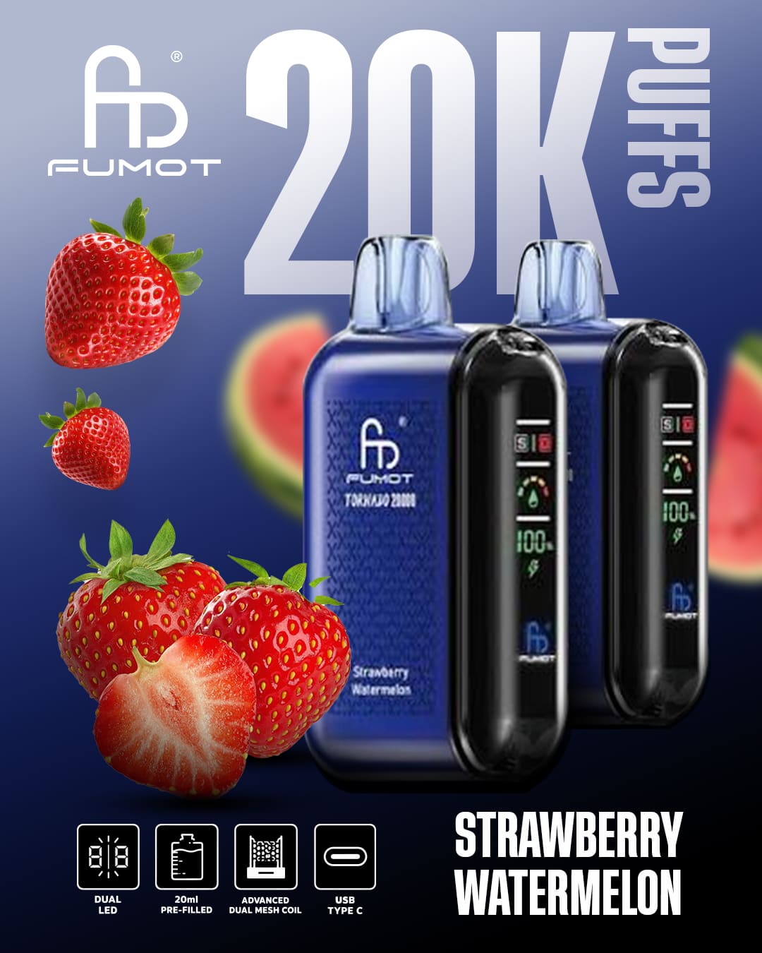 Tornado Vape 20000 - Strawberry Watermelon