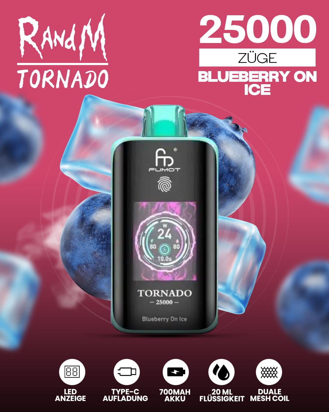 Tornado Vape 25000 - Blueberry on Ice