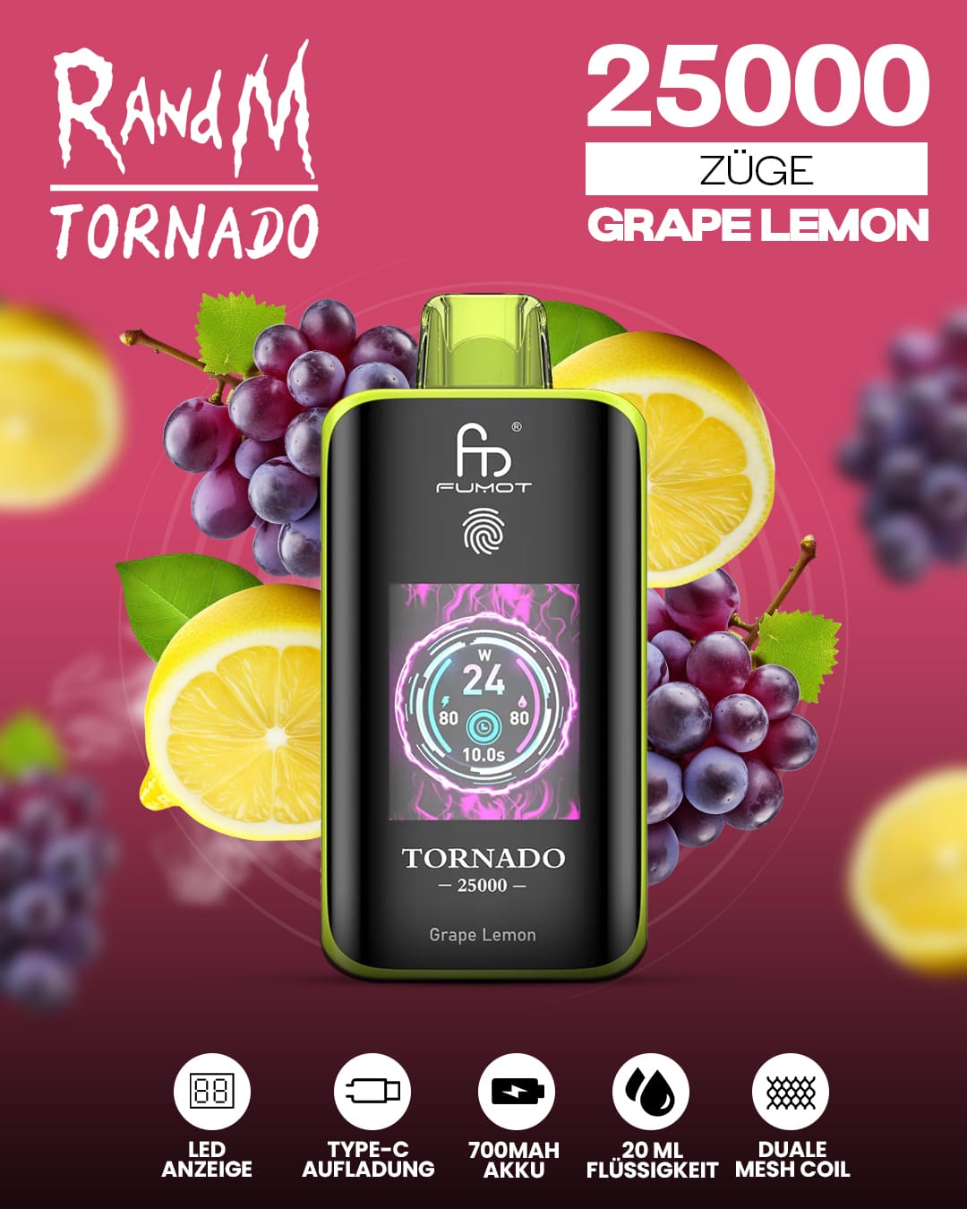 Tornado Vape 25000 - Grape Lemon