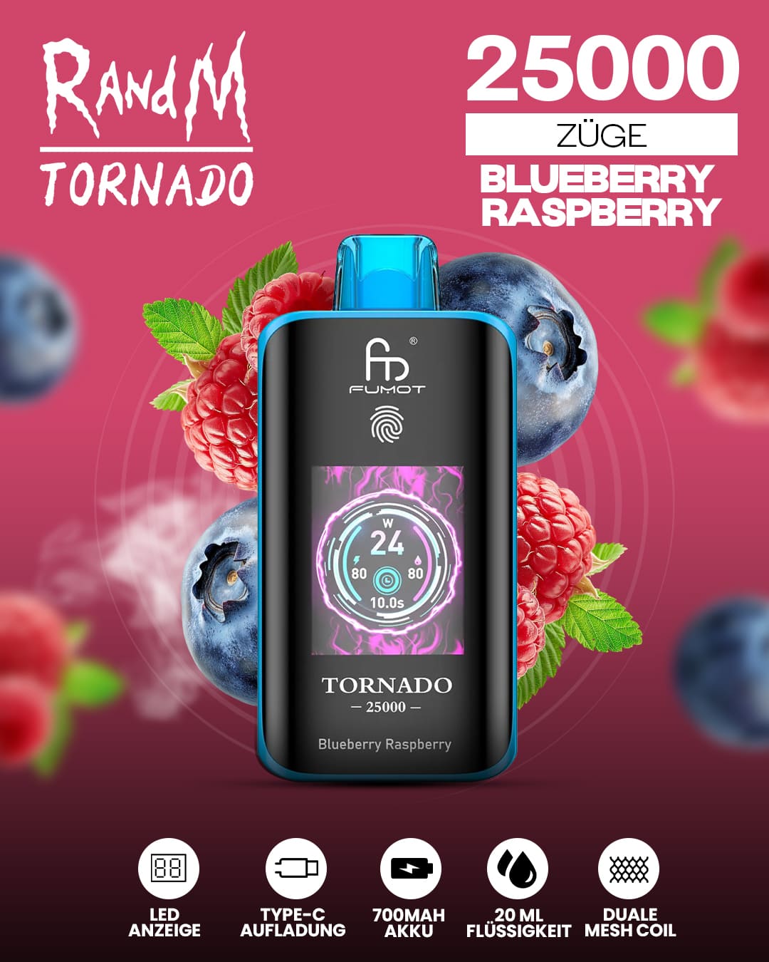 Tornado Vape 25000 - Blueberry Raspberry