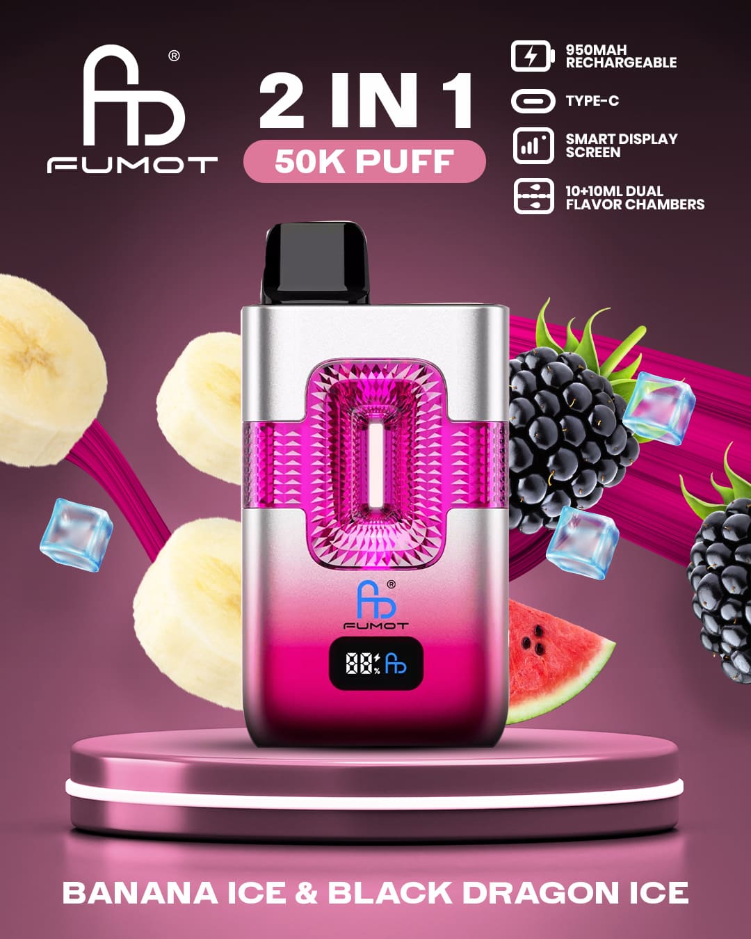 Tornado Vape 50000 2in1 - Banana Ice & Black Dragon Ice