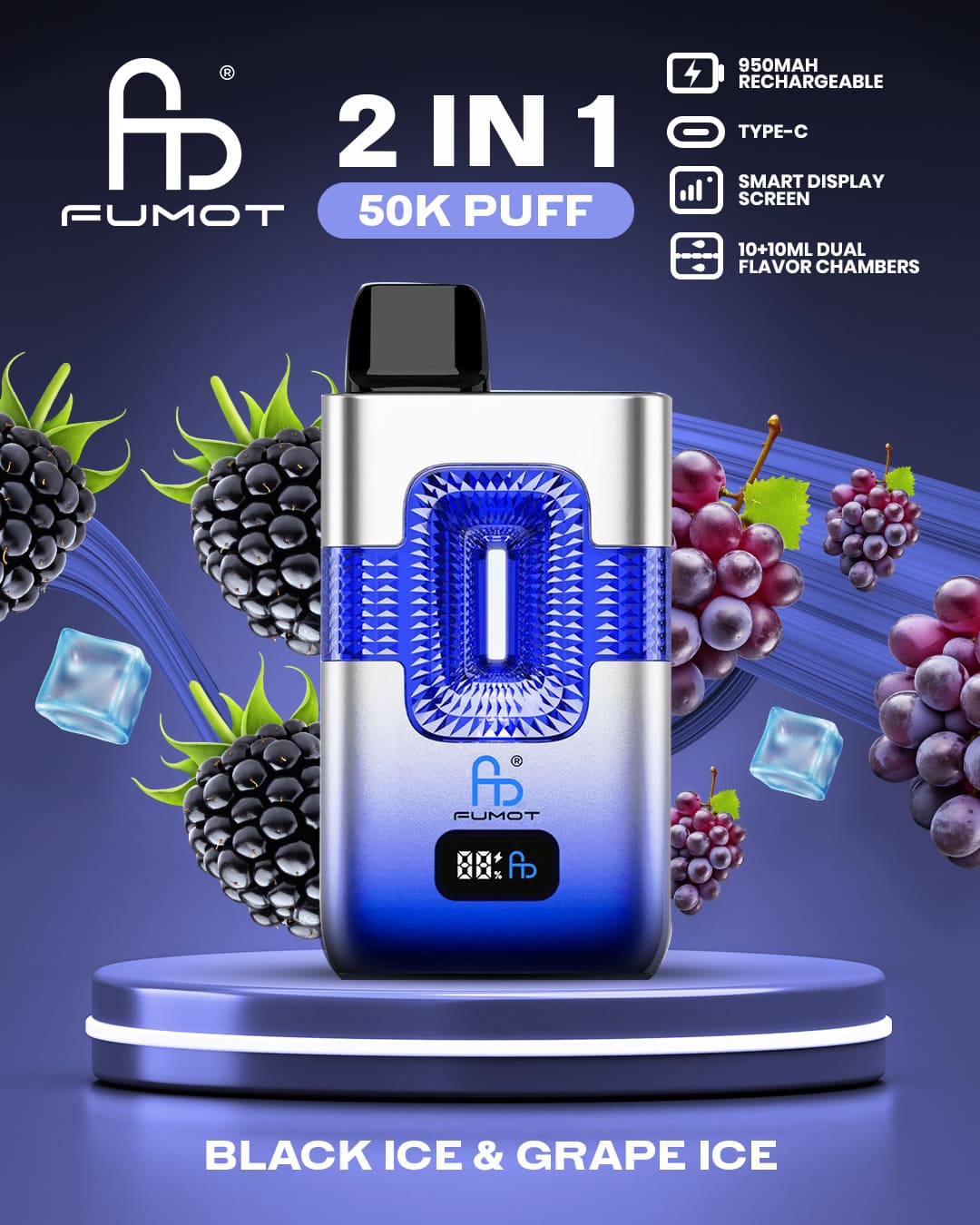 Tornado Vape 50000 2in1 - Black Ice & Grape Ice