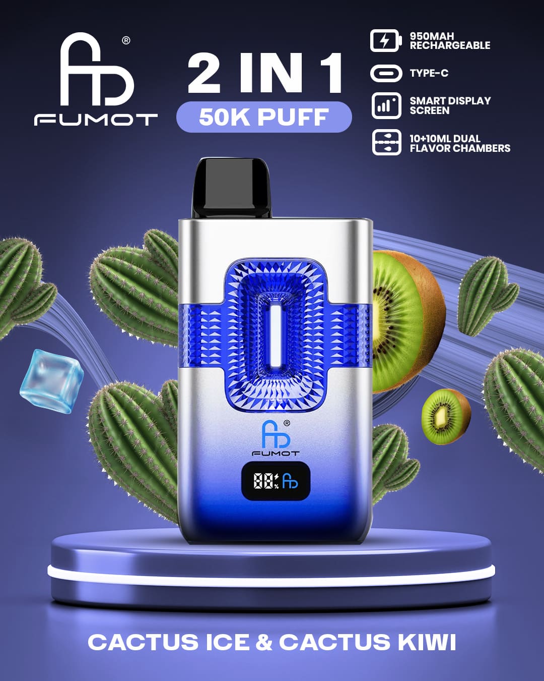 Tornado Vape 50000 2in1 - Cactus Ice & Cactus Kiwi