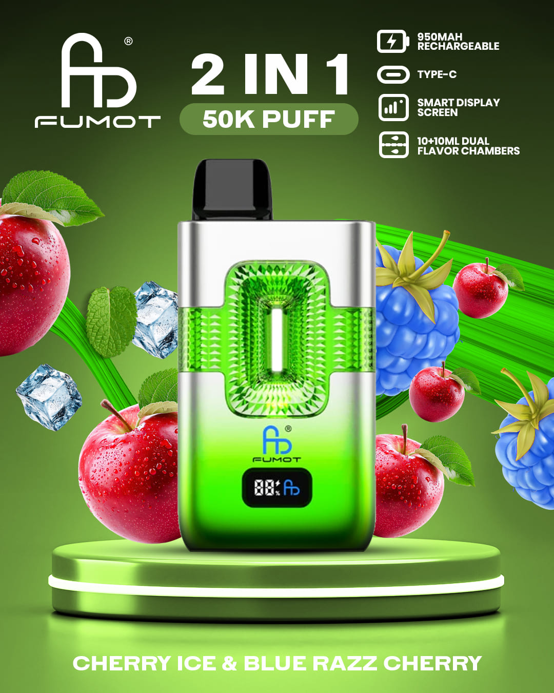 Tornado Vape 50000 2in1 - Cherry Ice & Blue Razz Cherry