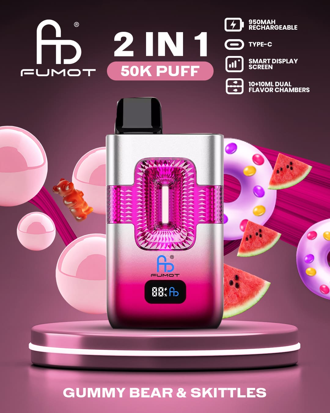 Tornado Vape 50000 2in1 - Gummy Bear & Skittles