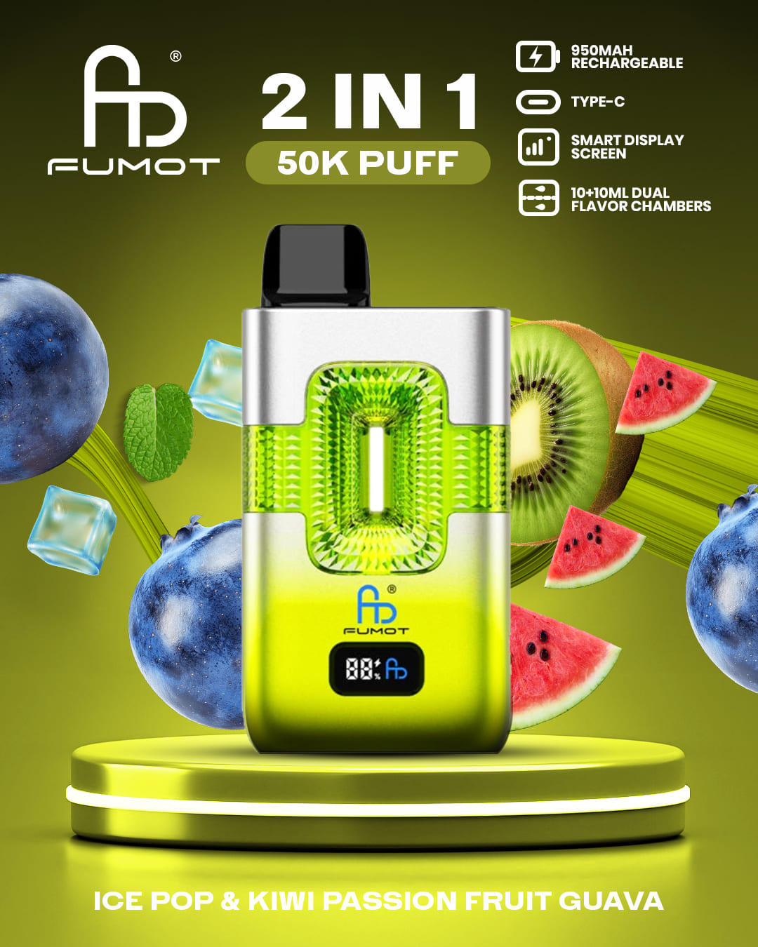 Tornado Vape 50000 2in1 - Ice Pop & Kiwi Passion Fruit Guava